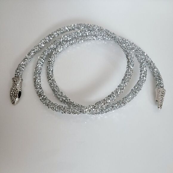 ✨💎🐍 Snake Rhinestone Bendable Design Blingy Statement Open Choker Necklace NEW - Picture 8 of 17